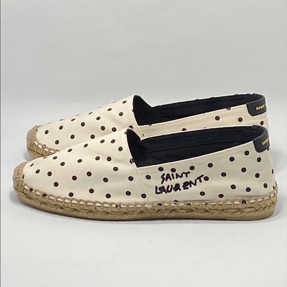 Saint Laurent Signature logo Polka Dot Espadrilles size 39.5
